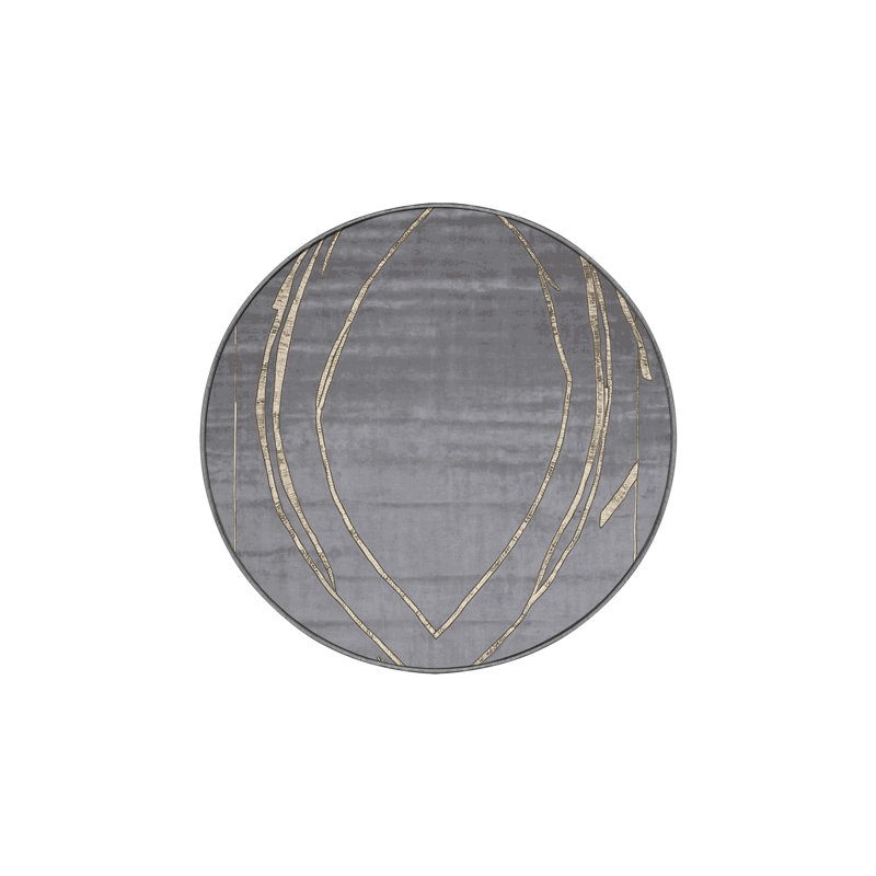 Tapis gris soyeux et moelleux, Rond 8 pi