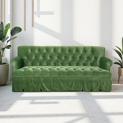 American Retro Light Luxury Green Fabric Sofa