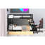 Lit superposé double en métal avec bureau intégré et 2 tiroirs utiles - noir pour la chambre à coucher