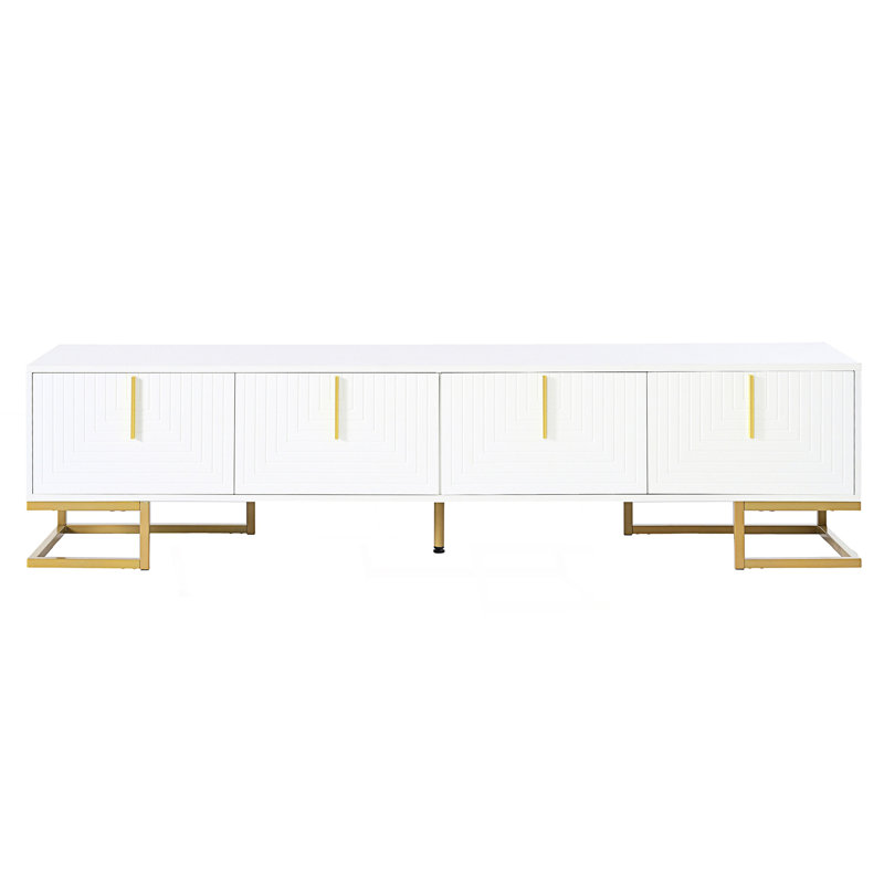 Modern Tv Stand With Metal Legs And Gold Handles, Media Console Table, Accent Cabinet