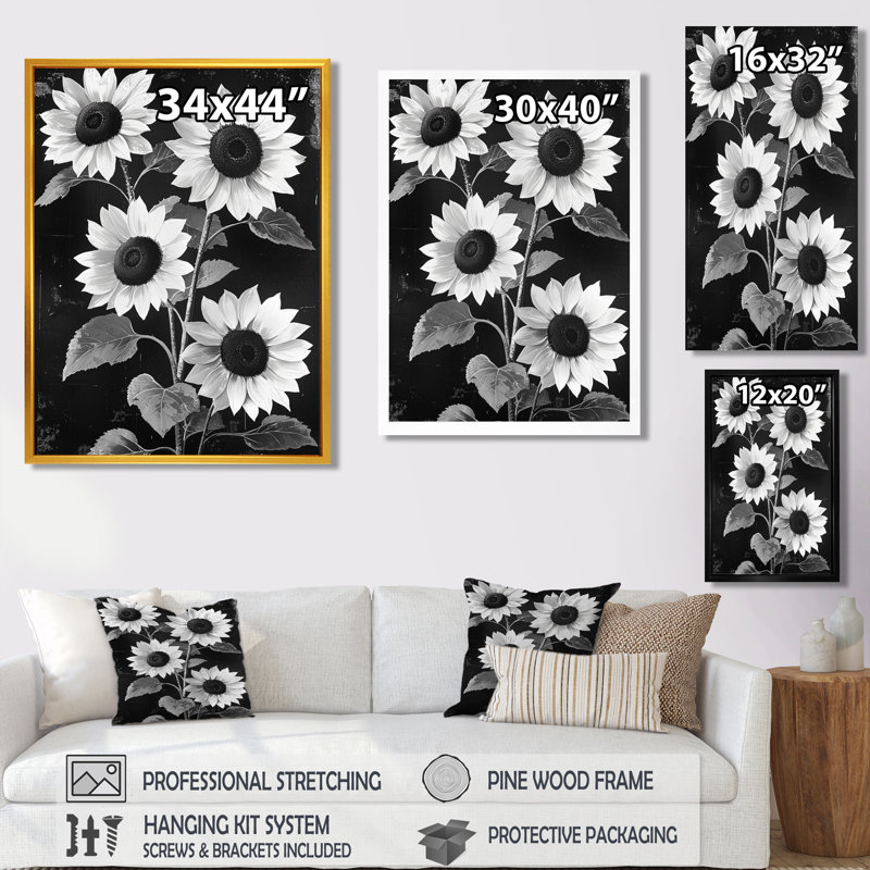 Dittrich - impressions murales florales, H 32 po x l 16 po, Reproduction encadrée d'une seule photo, Doré