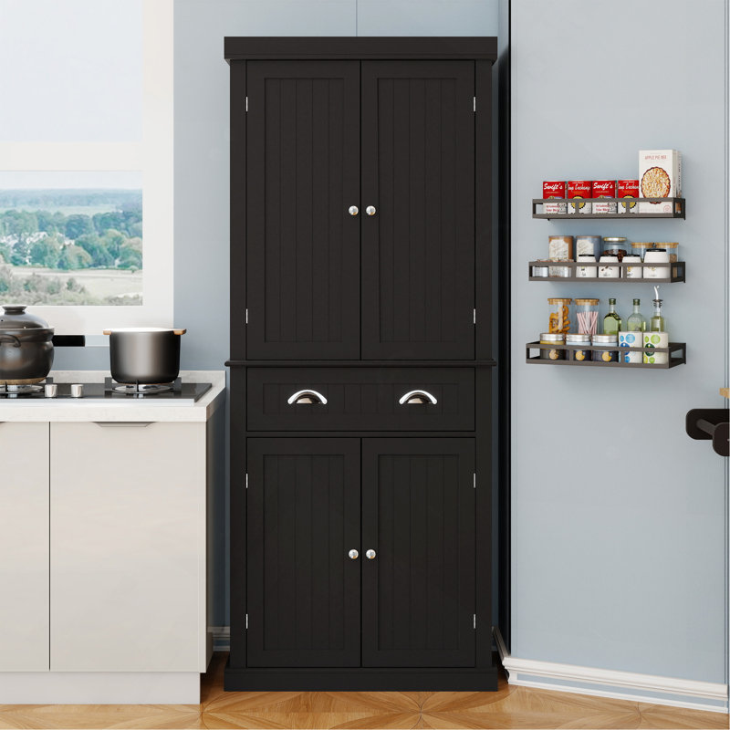Versatile Kitchen Pantry Storage Cabinet with Adjustable Shelves and Drawer for Organized Living