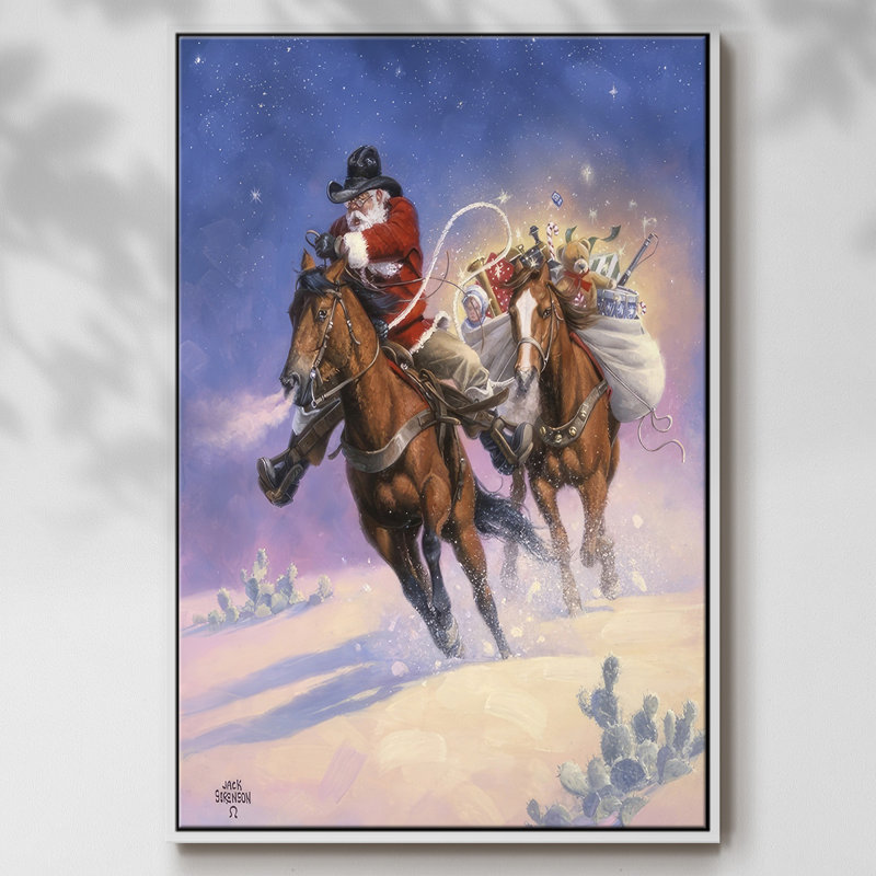 Santa's Big Ride, H 25 po x l 17 po x P 1,5 po, Cadre flottant blanc