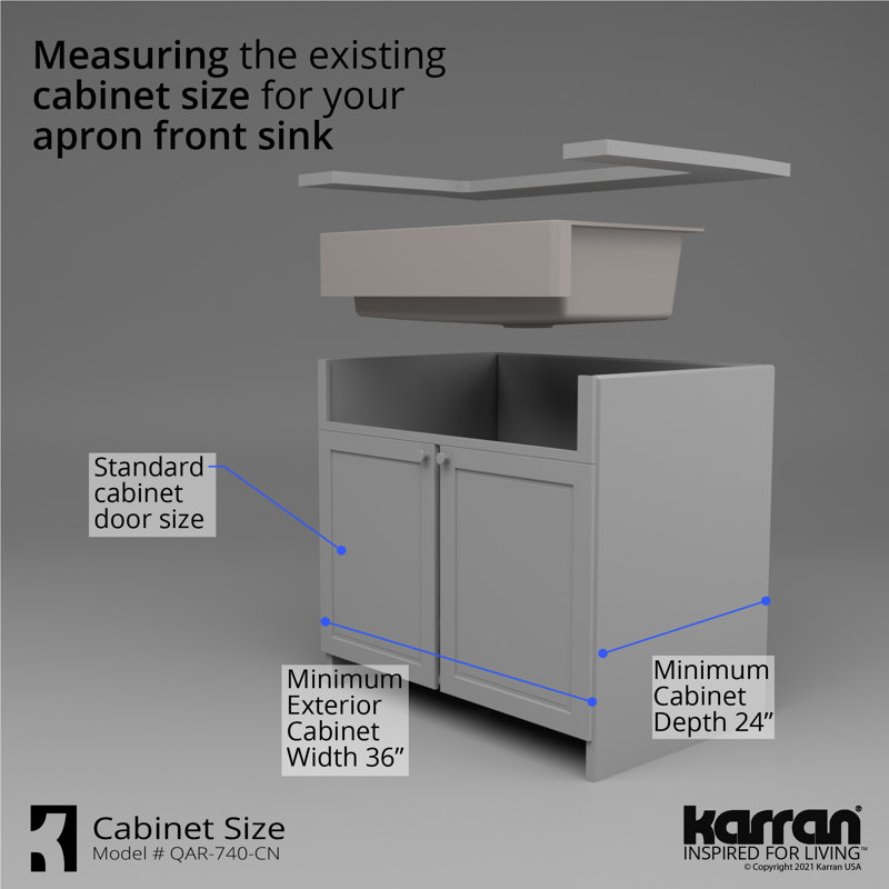 Karran Quartz 34'' X 21-1/4'' Single Bowl Retrofit Farmhouse/Apron Front Kitchen Sink Kit, Concrete