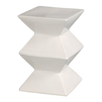 Zigzag 18"H Handcrafted Ceramic Garden Stool