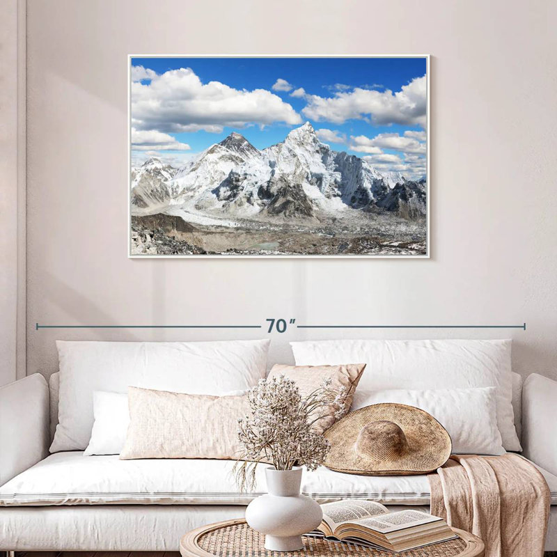 Vue panoramique de l'Himalaya, Cadre flottant blanc, 43 po x 29 po