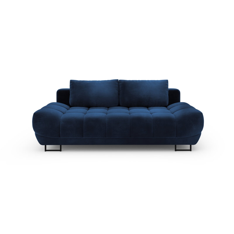 Nicolus 3 Seater Velvet Sofa Bed, Blue