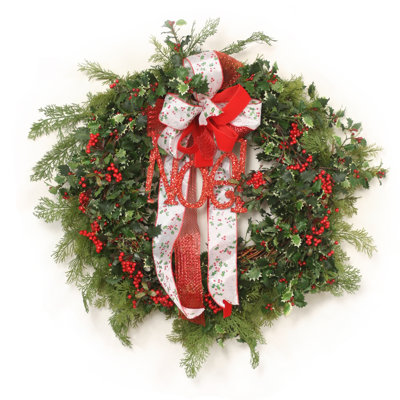 Handcrafted Faux Holly 26'' Wreath