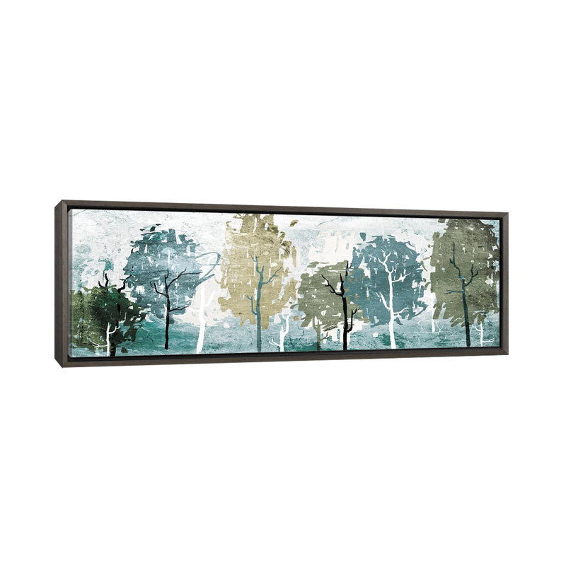 «Abstract Forest» par On Rei - reproduction d'art sur toile panoramique, H 24 po x l 72 po x P 1,5 po, Toile avec cadre gris