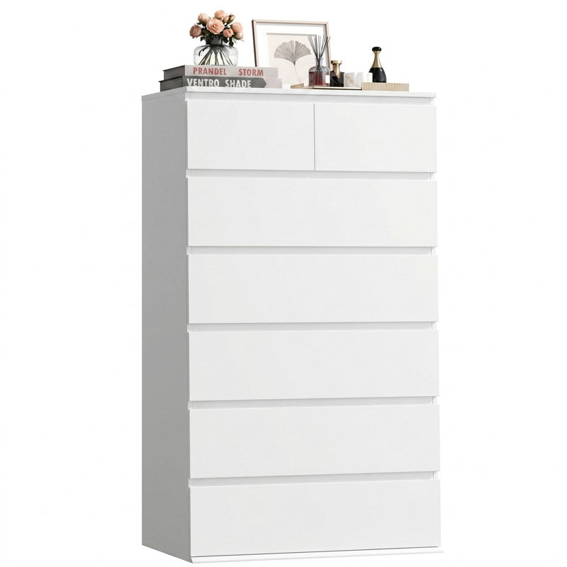 Commode 7 tiroirs H 46,7 po, Blanc
