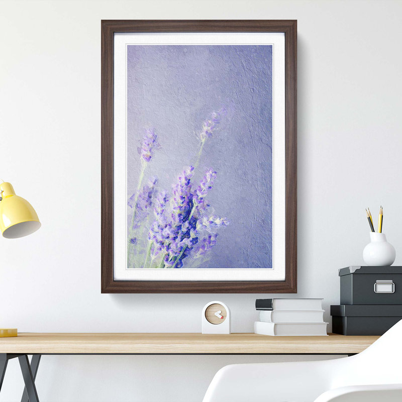 Pretty Purple Lavender - Picture Frame Painting Print, 48cm H x 36cm W x 2cm D, Walnut Framed