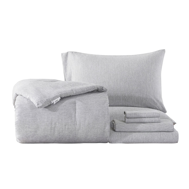 Ensemble d'édredon en microfibre pour lit dans un sac, Gris foncé, Édredon grand + 7 articles supplémentaires