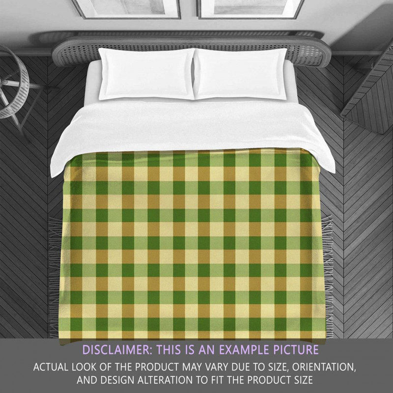 Gingham Comforter, Gold/Green, King Comforter