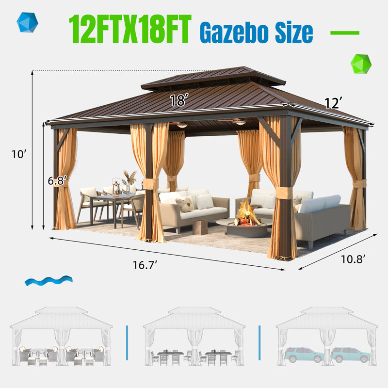 18 Ft. W x 12 Ft. D Aluminum Gazebo