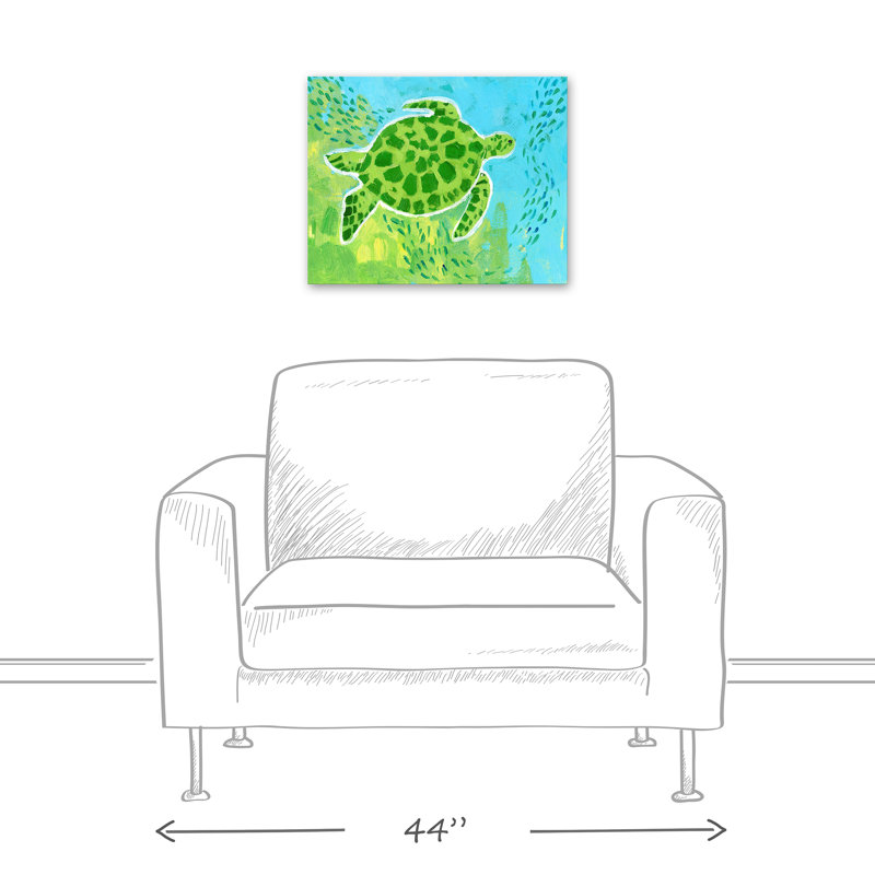Tortue de mer brillante sur toile, H 16 po x l 20 po x P 1,25 po, Toile tendue