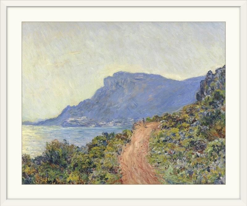 La Corniche près de Monaco, 1884 par Claude Monet - reproduction imprimée, H 16 po x l 20 po x P 1,5 po, Toile