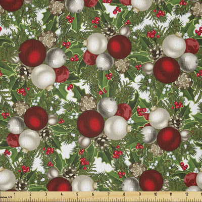 Beaupre Pine Fir Cones Balls and Coniferous Tree Leaves Multi-Purpose Fabric