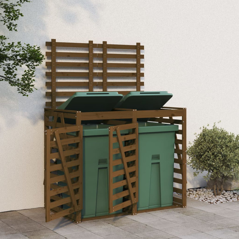 Neki Wooden Double Bin Store, Honey Brown