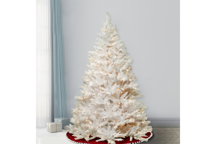 Glittery White Artificial Christmas Tree with Clear/White Lights