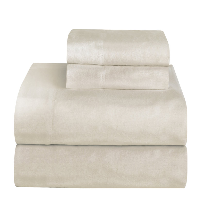 Ensemble de draps 100% flanelle 170 g / m² Pointehaven, Très grand californien, Ivoire ivoire