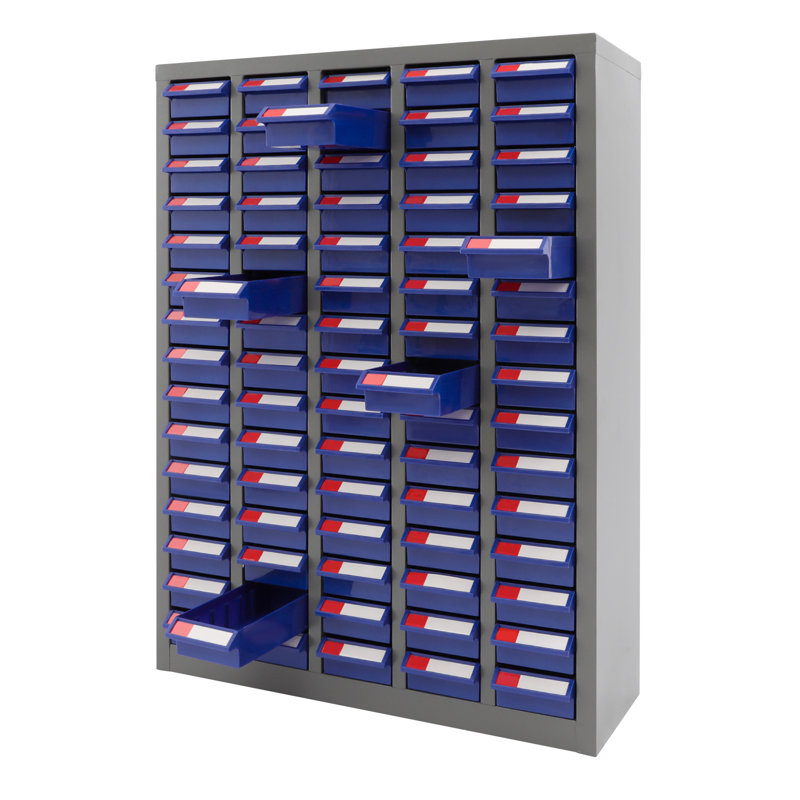 33.9" Tall Cold-Rolled Steel Storage Cabinet, Freestanding 75-Compartment Organizer Rack with Adjustable Dividers For Garage Office Warehouse
