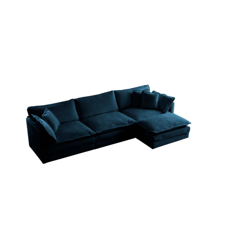 Free Combination Comfy Chenille Upholstery Modular Oversized L Shaped Sectional Sofa With Reversible Ottoman