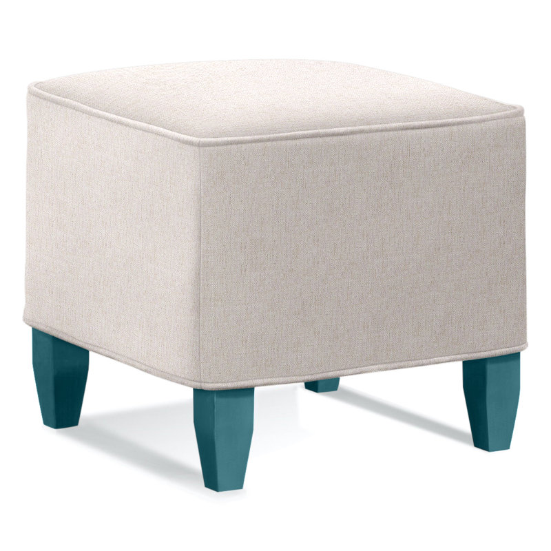 Brooklyn Square Ottoman, White Sugar Performance Polypropylene/Olefin, Nickel