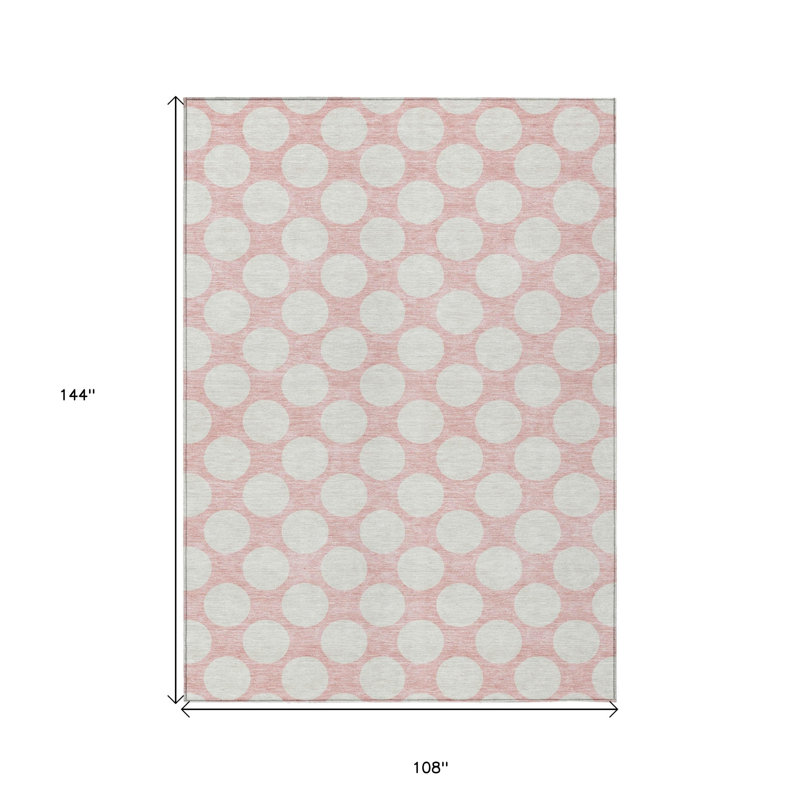 Tapis intérieur lavable à pois rose et gris 9 pi x 12 pi