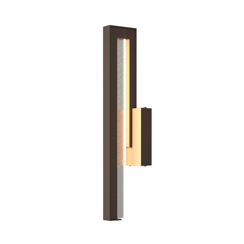 Plafonnier encastré d'extérieur en verre grainé à DEL Edge, H 20,3 po x l 4,5 po x P 4,2 po, Bronze huilé