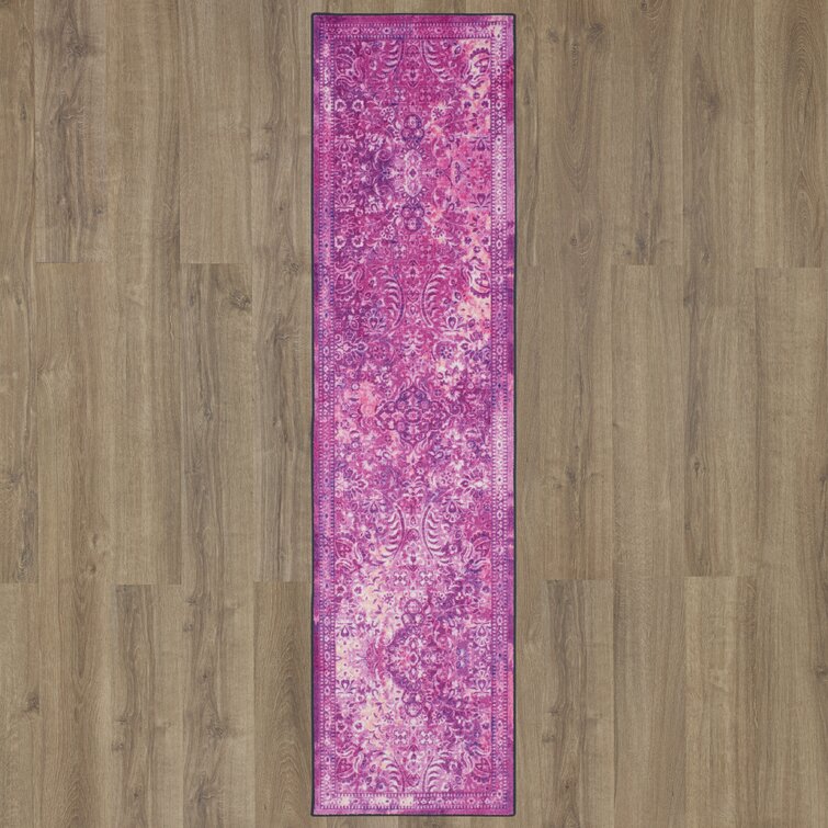 Oriental Tufted Pink Rug, 30”x120”