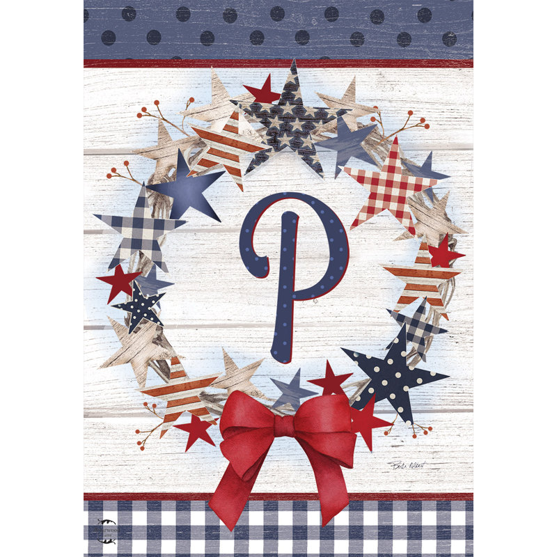 Drapeau de jardin American Wreath Monogram P