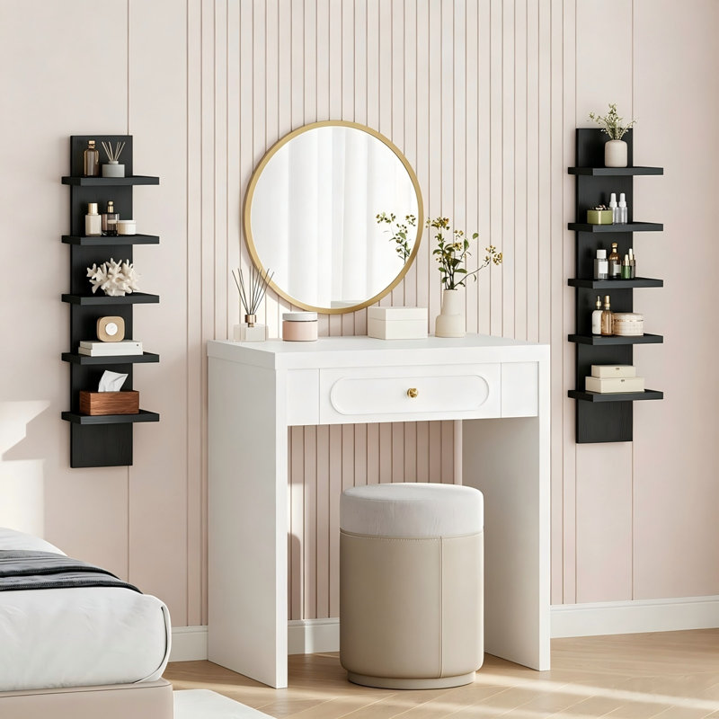 Black 5-Tier Floating Shelves, 2-Pack Wall Shelf Corner Shelf