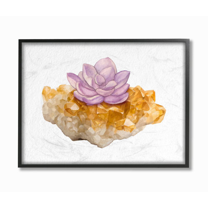 « succulent crystal fleur mauve orange, peinture à l’aquarelle », impression sur toile, H 11 po x l 14 po
