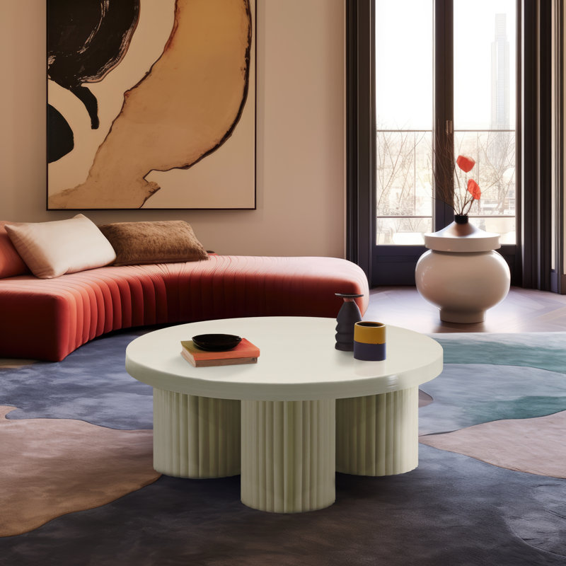 Table basse 3 pieds Rhodes, Crème, crème