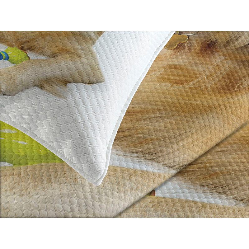 Golden Retriever Print King Size Polyester Bedspread Set