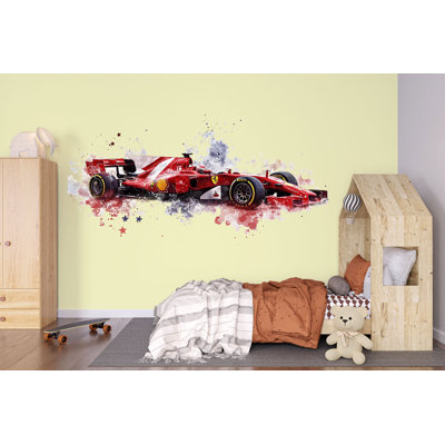 Adhésif mural de voiture de course, autocollant mural de Formule 1, art mural de chambre, décor de course pour enfants, murale de chambre de bébé voiture, 515Mv