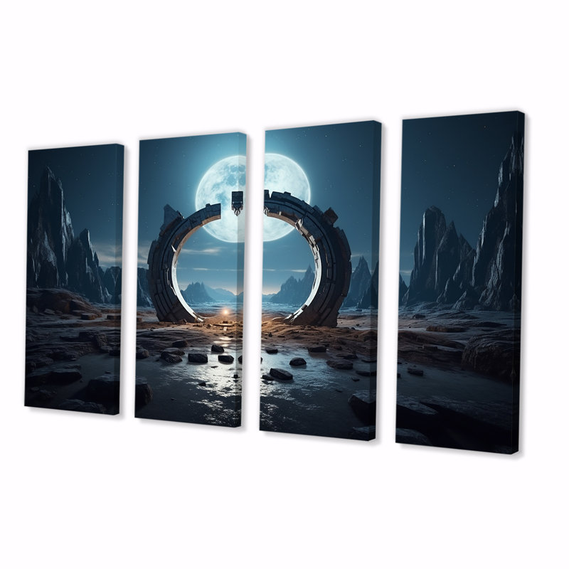 Art mural surréel de la galaxie surréaliste V - Paysage surréel 4 pièces, H 28 po x l 48 po