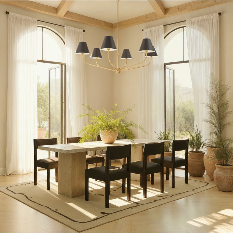 Lustre vibrant Augustina, H 12,6 po x l 48 po x P 48 po, Noir / blanc, 6