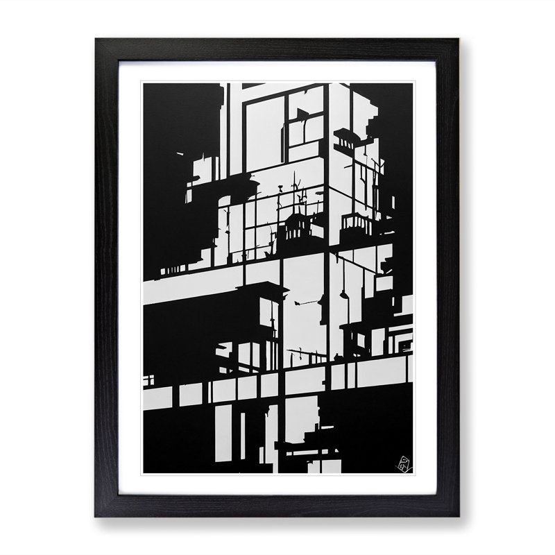 Monochrome Architecture - Single Picture Frame Print, Black, 64cm H x 46cm W