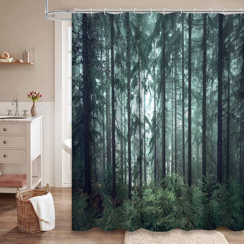 Rideau de douche saisonnier vert foncé avec 12 crochets, L 72 po x l 72 po