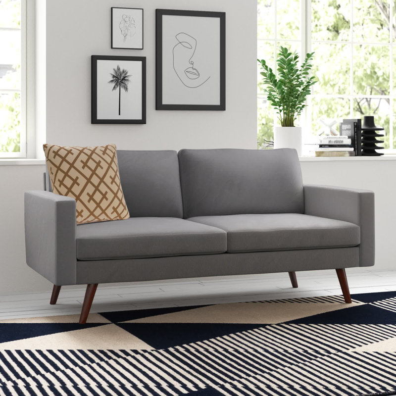 Jaimelynn Upholstered 71'' Sofa, Light Gray Polyester