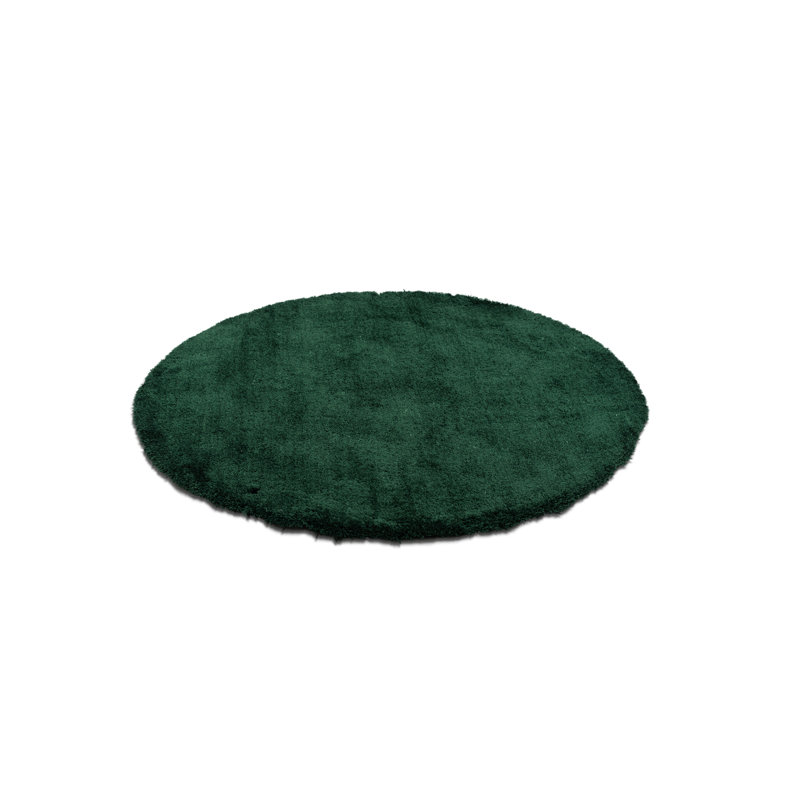 Handmade Cozy rug in dark green, Round 100cm