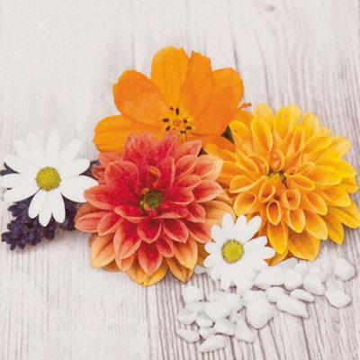Serviettes de table jetables en papier avec fleurs et pierres