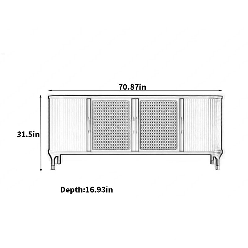 Buffet grande capacité, Noyer, 31.5" H x 70.87" W x 16.93" D