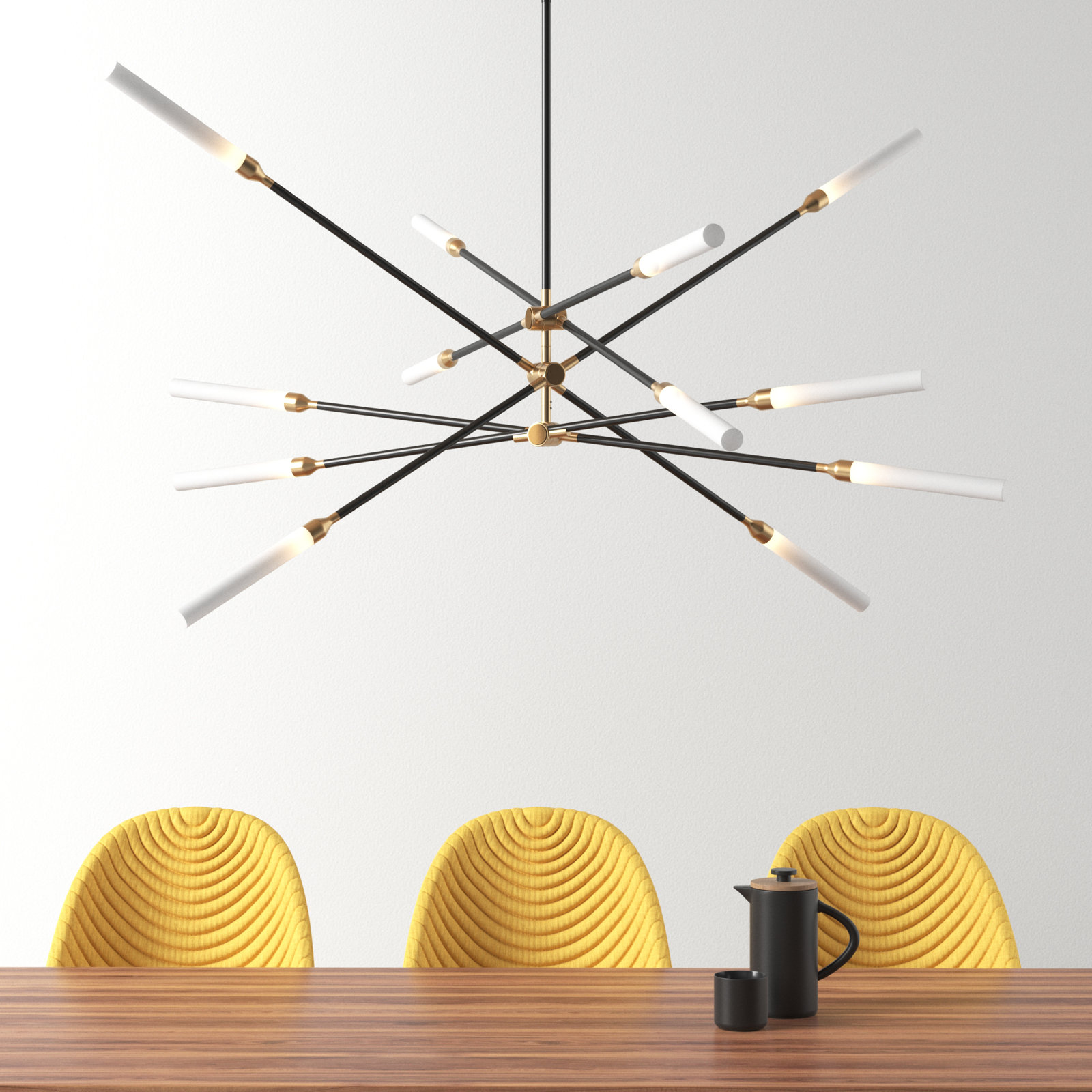 Emory 6 - Light Sputnik LED Novelty Pendant, Black Aged Brass, 57"H x 55"W x 55"D