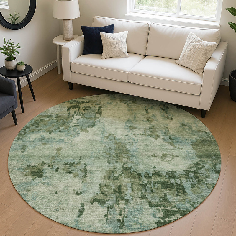 Machine Washable Indoor/Outdoor Earleville ACN2360 Casual Rug, Round 8'
