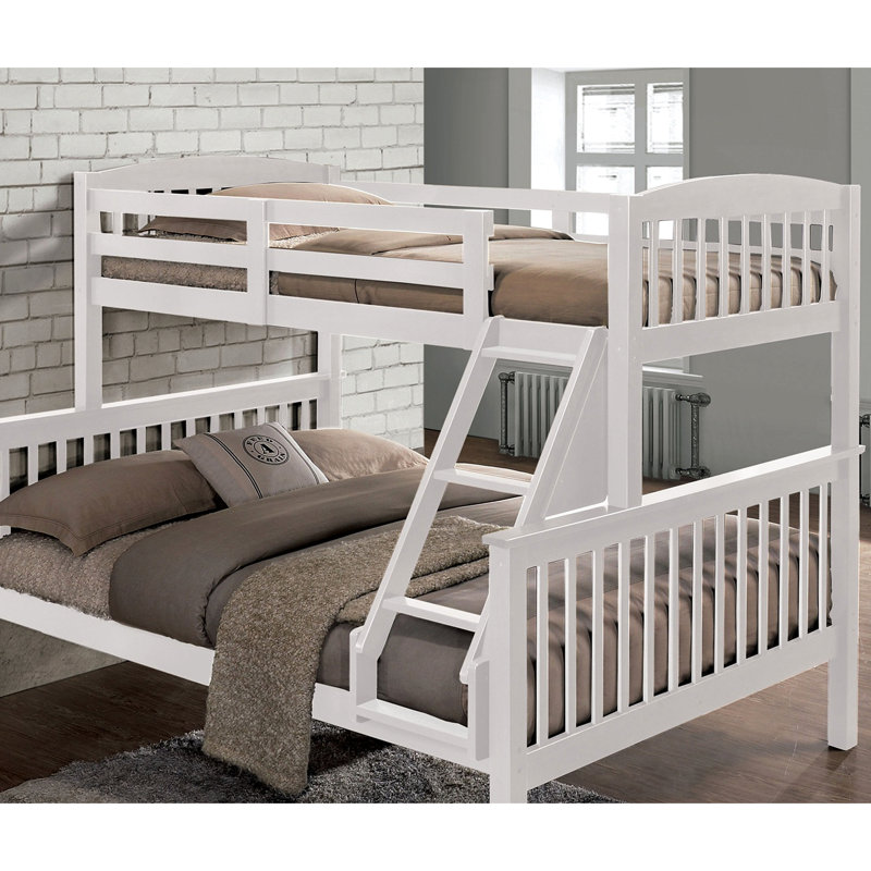 Lit superposé simple transitionnel avec lattes angulaires et blanc, bois massif, l 60 po x P 81 po, H 68 po, pour finition de chambre à coucher