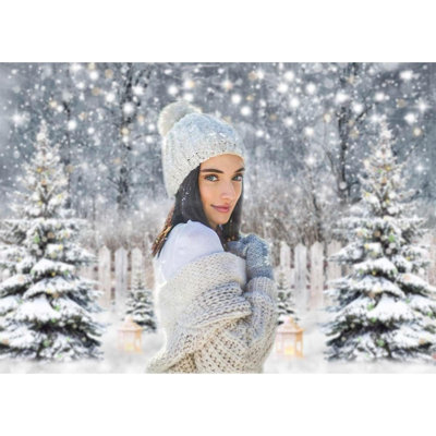 Winter Photography Backdrop Glitter Snowy Forest Pine Tree Background Snow Christmas Xmas Holiday Party Decor Banner Portrait Studio Booth Photobooth Props