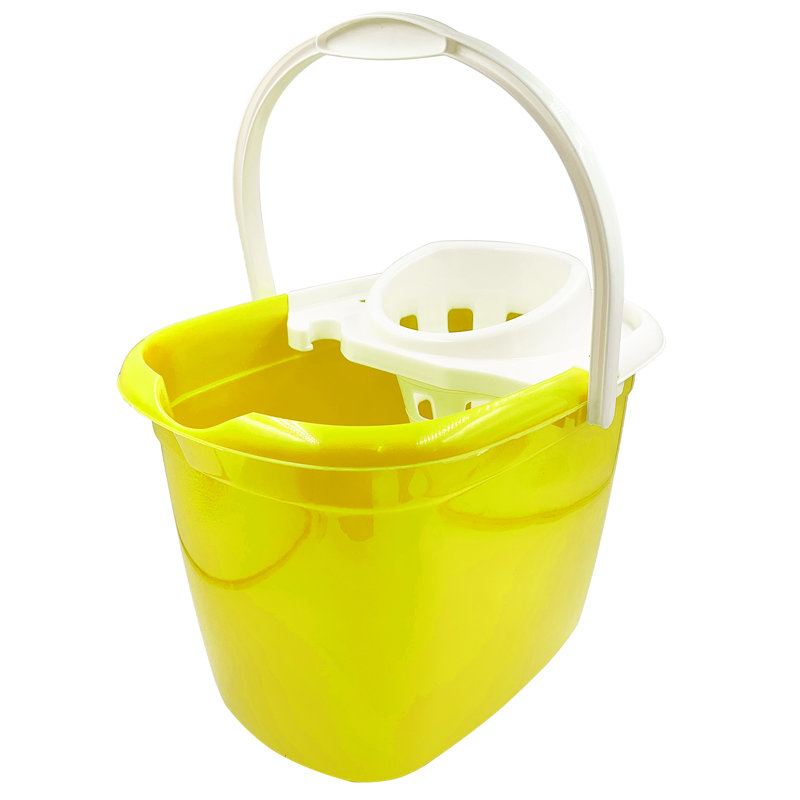 Colour Coded Mop Buckets 12L Mop Bucket with Wringer and Easy Carry Handle, Yellow