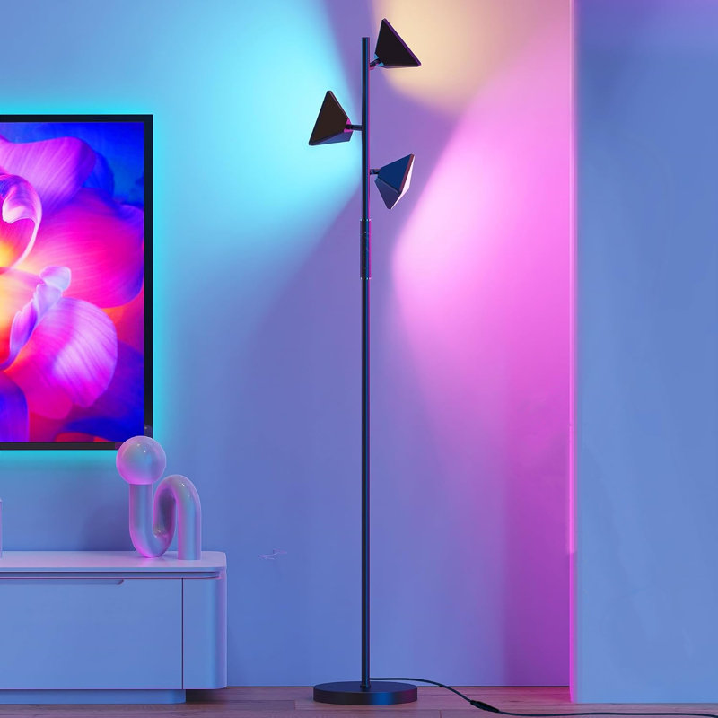 Eulonda 70'' RGBCW Floor Lamp Stepless Dimmable LED Tall Standing Lamp, Gold